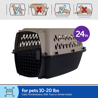  Portable Vari Dog Kennel 24" Taupe & Black for Pets 10-20 Lbs 