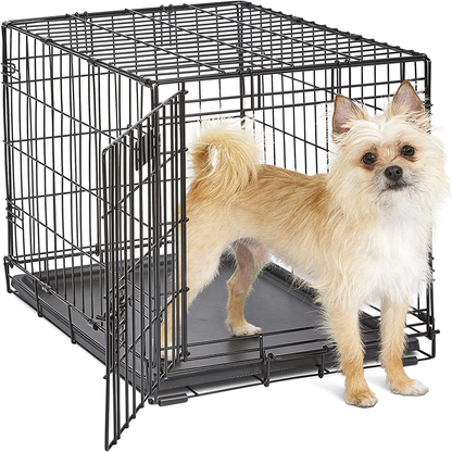  Dog Crate with Leak-Proof Pan, Floor Protection, Black, and Divider Panel (36"L x 23"W x 25"H)