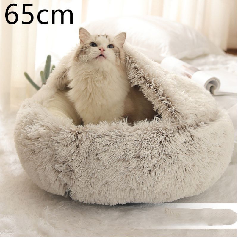 2-in-1 Round Plush Pet Bed - Soft, Warm, Winter Bed for Dogs and Cats